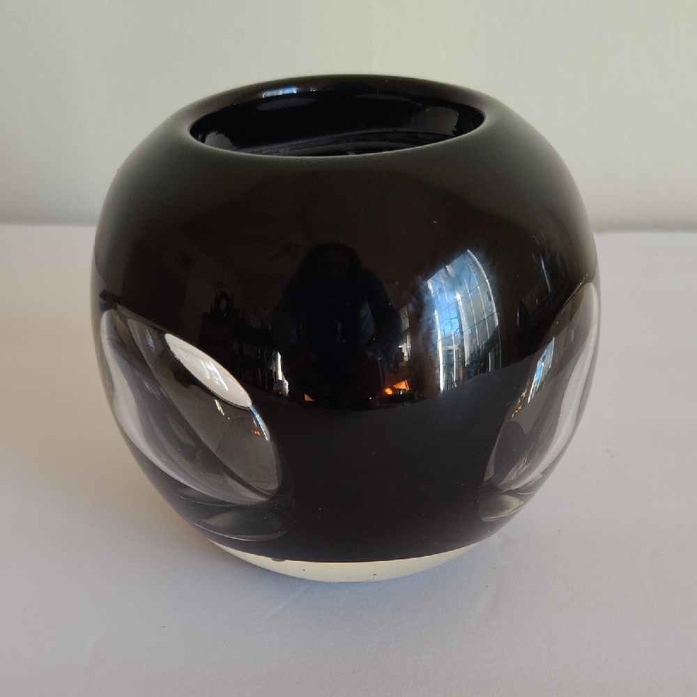 Murano Black Glass Candleholde/Vase